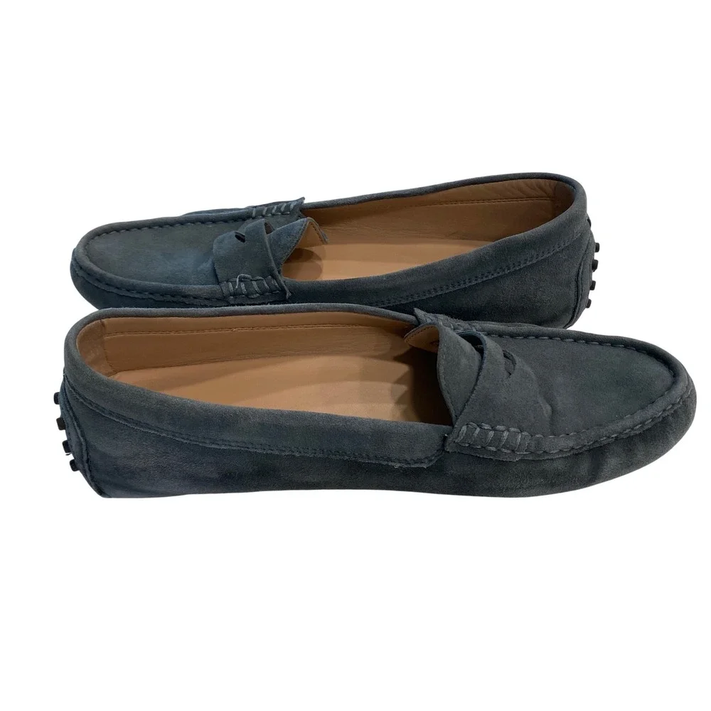 Banana Republic Mens Navy Blue Suede Penny Loafer Driving Shoes Moc Toe Size 11